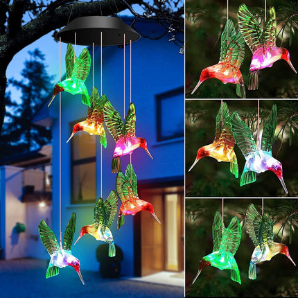 Llamador De Angeles Colgante Colibri Picaflor Carga Solar Multicolor