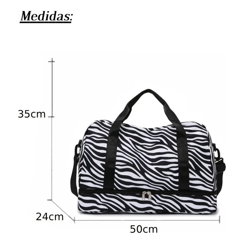 Bolso Dama Deportivo Multifunción Viaje Cebra Animal Print