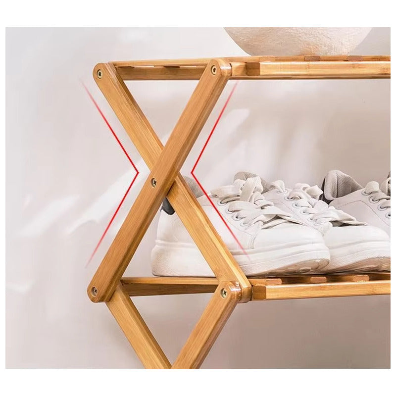 Zapatera Organizador De Zapatos Plegable De Bambú 6 Niveles