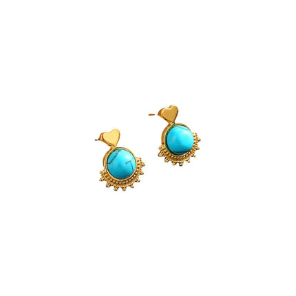 Caravanas De Dama Estilo Antiguo Dorado Y Celeste