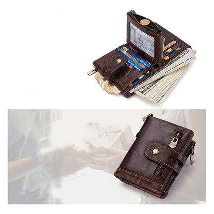 Billetera De Cuero Genuino Rfid Para Hombre Calidad Premium