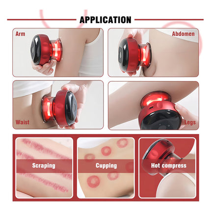 Masajeador Recargable Eléctrico Ventosa Calor Alivia Dolor Color Rojo
