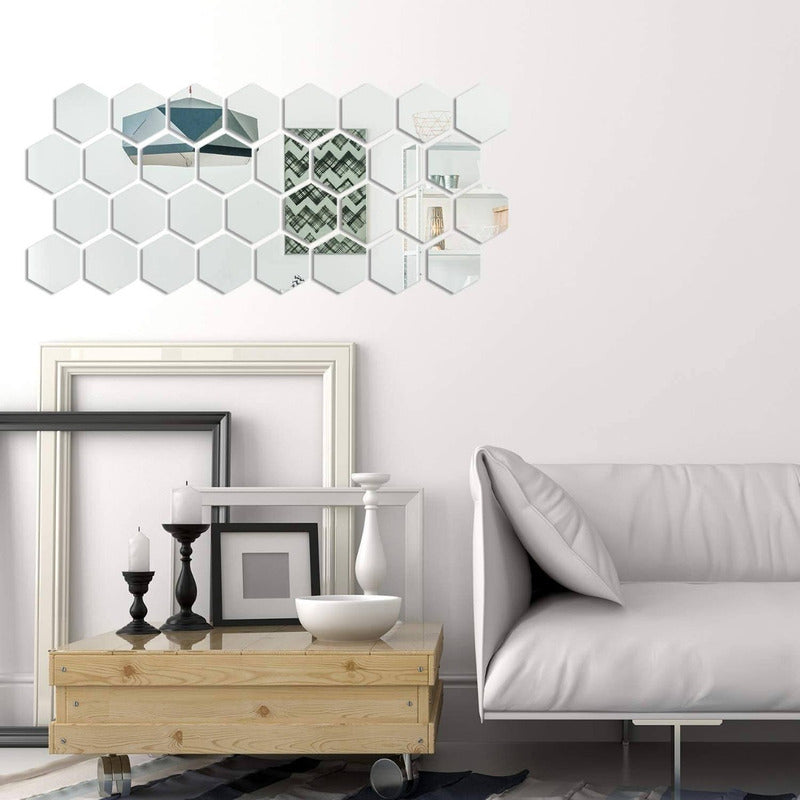 Vinilos Adhesivos Set De 12 Espejos Decorativos Hexagonales
