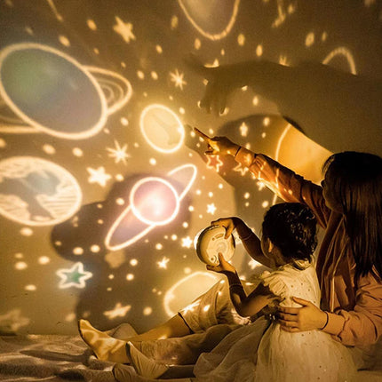 Proyector Velador Giratorio Niños Luz Led Multiples Figuras Blanco