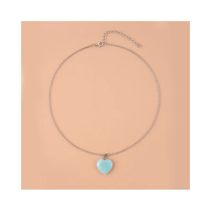 Collar Colgante Corazón Celeste Regalo Amistad Friendship Celeste