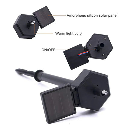 Loro Led Estaca Adorno De Jardin Recargable Panel Solar Rojo