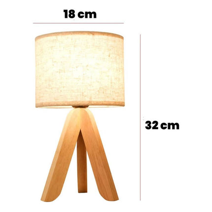 Lampara De Mesa Escritorio Tripode De Madera Con Pantalla
