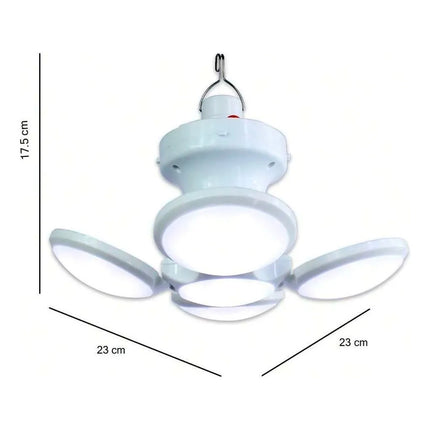 Luz Lampara Solar Led Recargable Para Camping U Hogar 5aspas Blanco