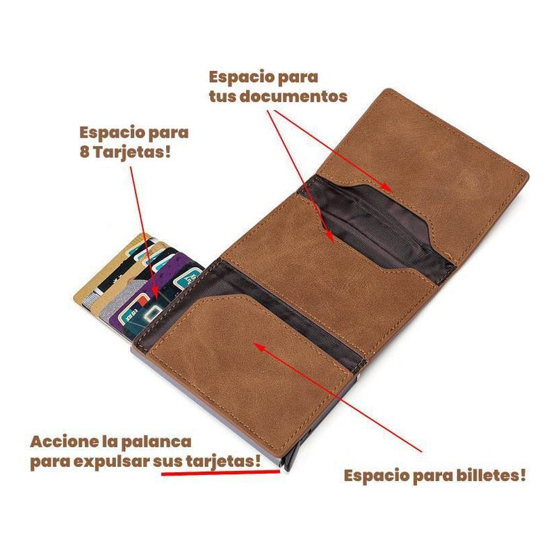 Billetera Con Tarjetero Rfid Antirrobo Con Cierre Y Monedero