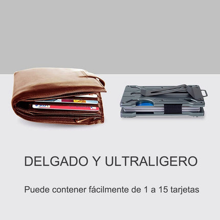 Billetera Rfid Slim Banna Fibra De Carbono Con Clip Y Ranura Id Plateado