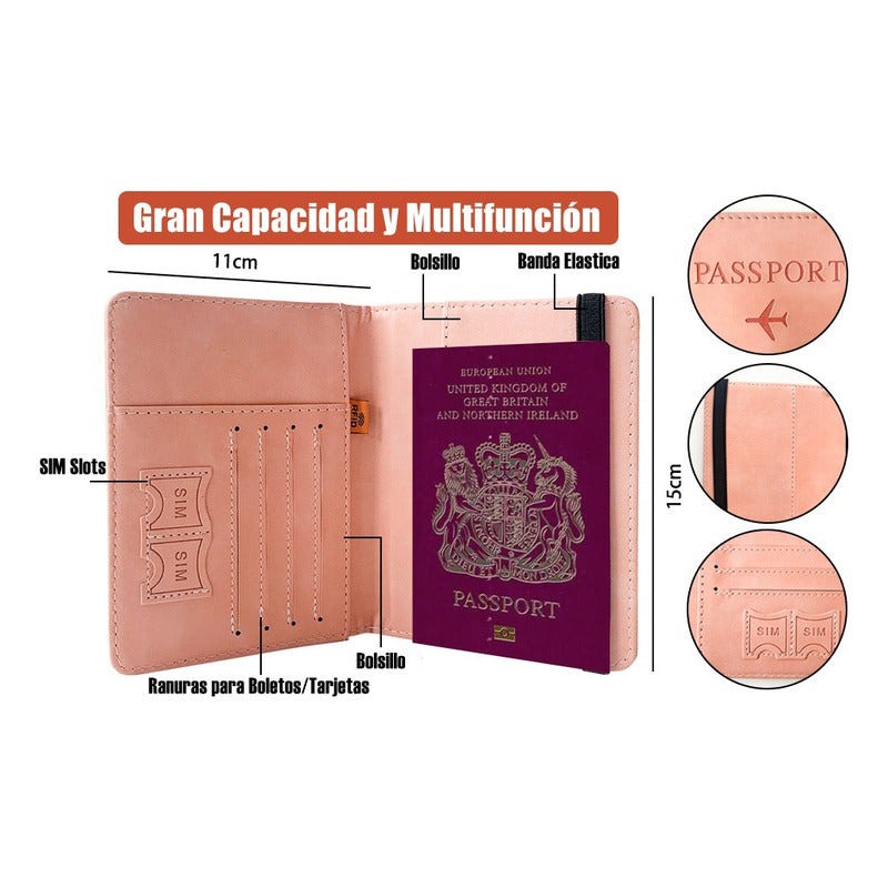 Funda Porta Pasaporte Organizador De Viaje Unisex