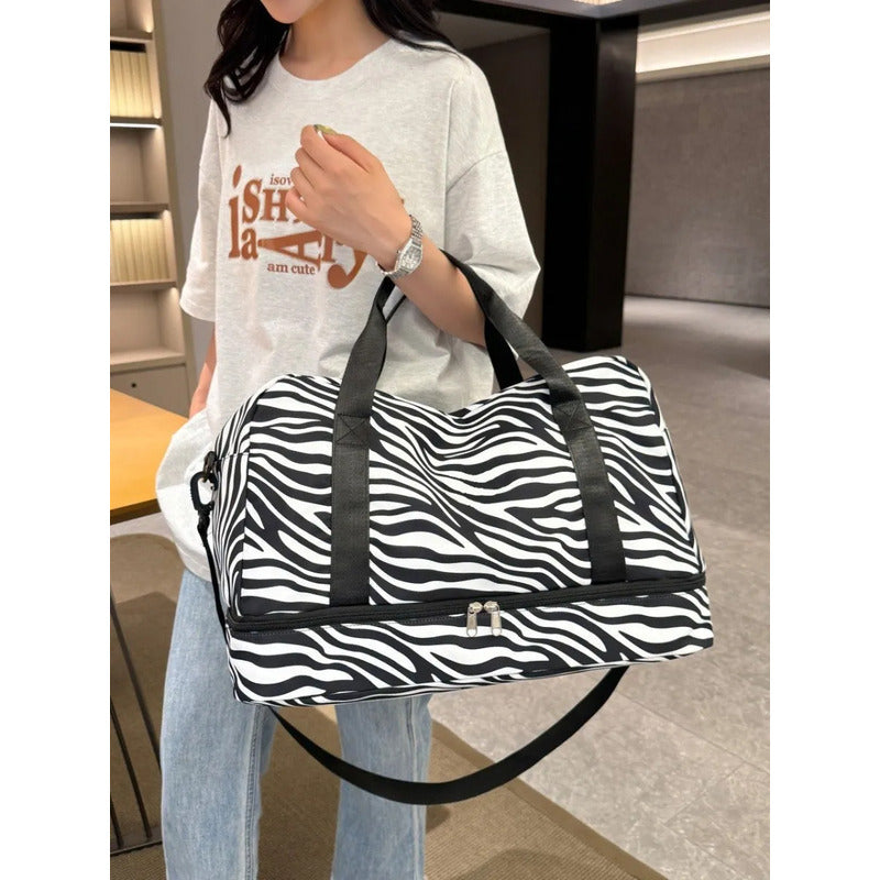 Bolso Dama Deportivo Multifunción Viaje Cebra Animal Print