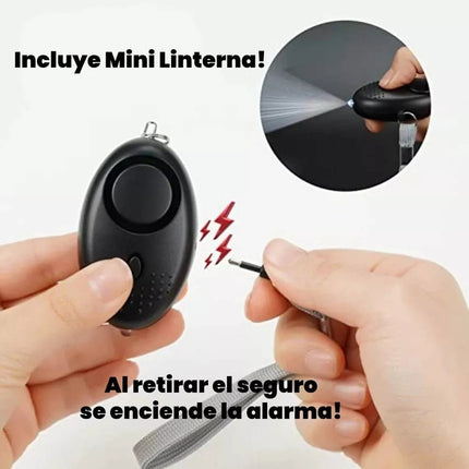 Llavero Mini Alarma Personal Para Seguridad Niños Y Adultos Negro