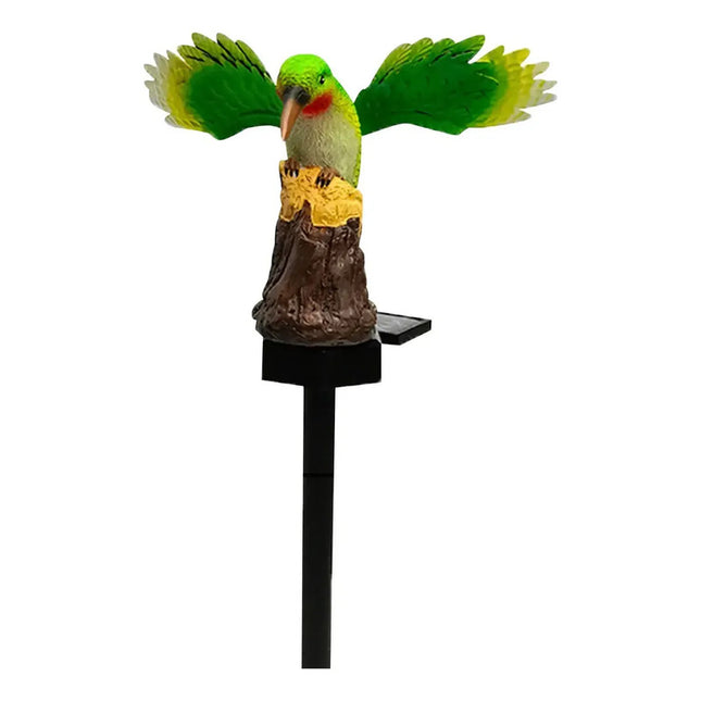 Adorno Colibri Picaflor Led De Jardin Recargable Panel Solar Verde