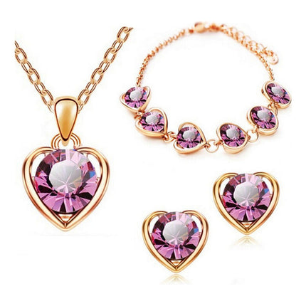 Pack De Collar Caravanas Anillo Y Pulsera Combo Bijouterie Rosa Chicle