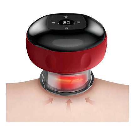 Masajeador Recargable Eléctrico Ventosa Calor Alivia Dolor Color Rojo