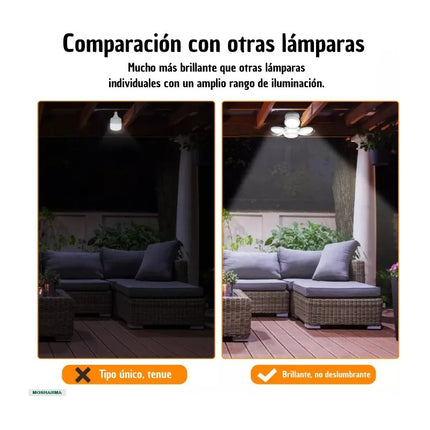 Luz Lampara Solar Led Recargable Para Camping U Hogar 5aspas Blanco