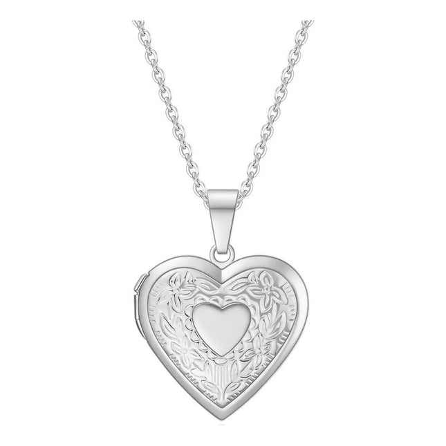 Collar Colgante Relicario Para Fotos Acero Corazón