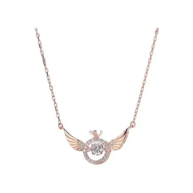 Collar Colgante De Dama Con Diseño De Alas De Angel De Acero