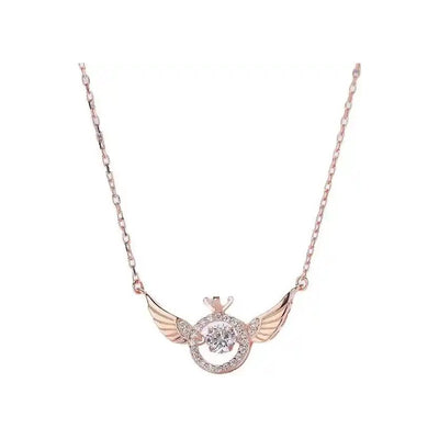 Collar Colgante De Dama Con Diseño De Alas De Angel De Acero