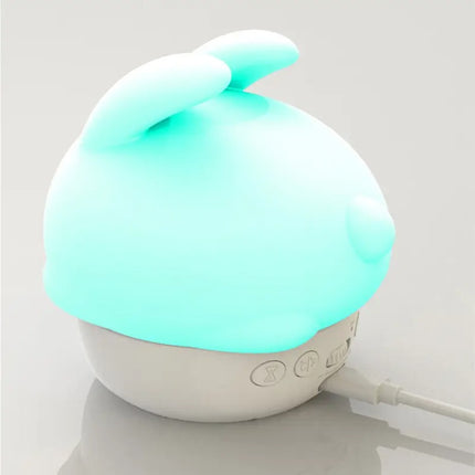 Lampara De Silicona De Conejo Multicolor Con Reloj Y Alarma