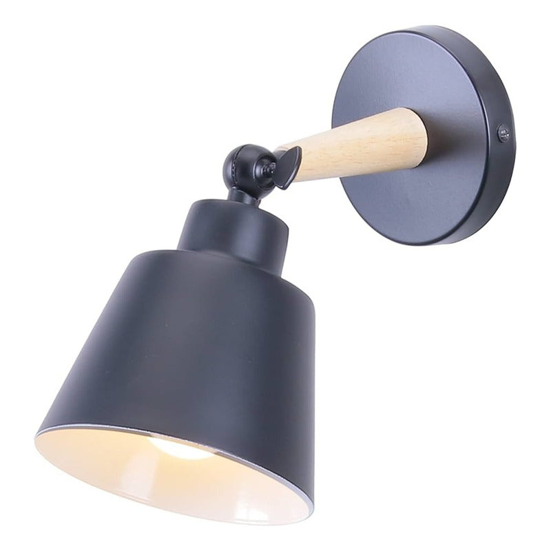 Aplique Estilo Nórdico De Metal Y Madera Con Interruptor