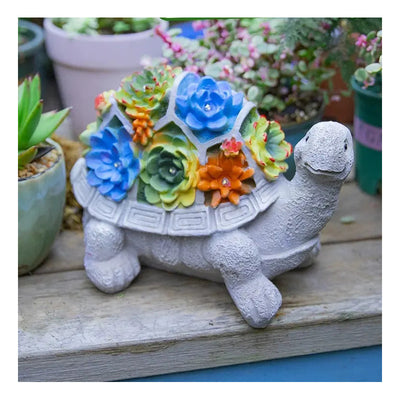 Tortuga Decoración Exterior Jardín Con Luces Led Carga Solar