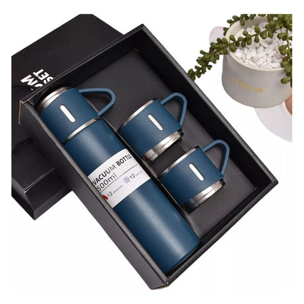 Set Termo 500ml Y 3 Mini Tazas Vaso Termico Calidad