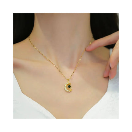 Collar Colgante De Dama Diseño De Luna Te Amo 100 Idiomas Dorado