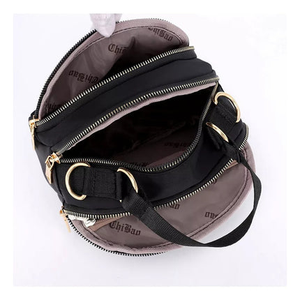 Bandolera Bolso Crossbody Doble Repartición Para Mujer Negro Lisa