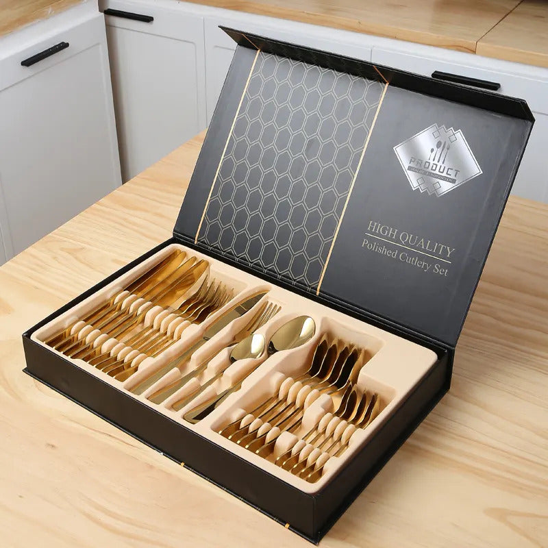 Set Juego De Cubiertos 24 Piezas Finos Acero Inoxidable