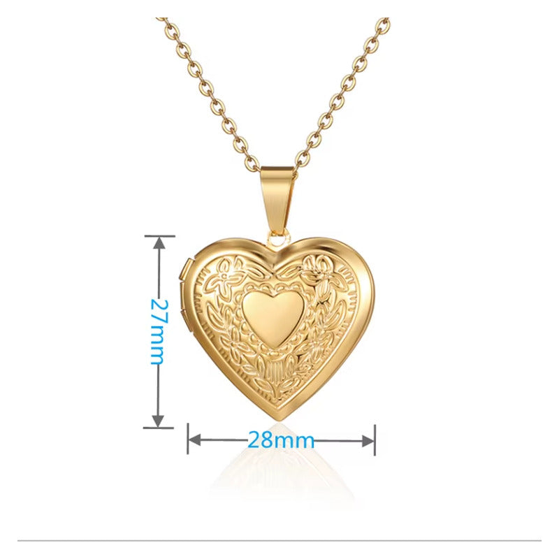 Collar Colgante Relicario Para Fotos Acero Corazón