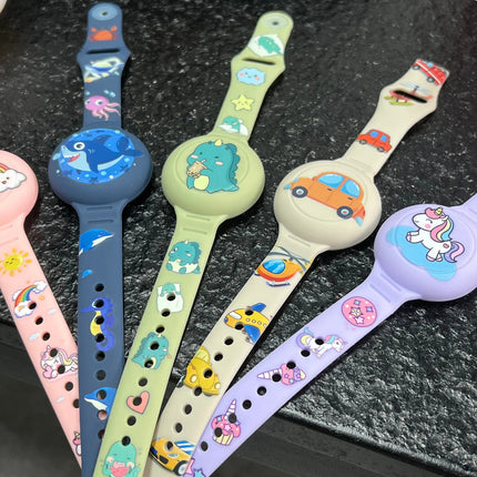 Pulsera Para Airtag Ajustable Para Niños Resistente Al Agua Rosa