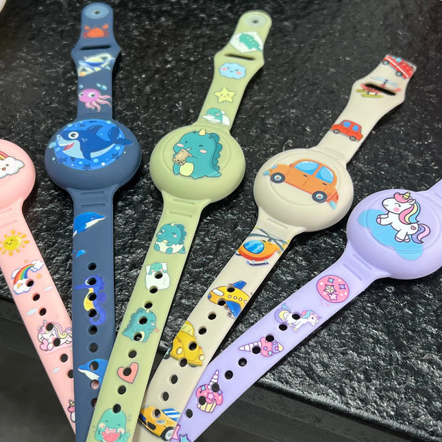 Pulsera Para Airtag Ajustable Para Niños Resistente Al Agua Rosa