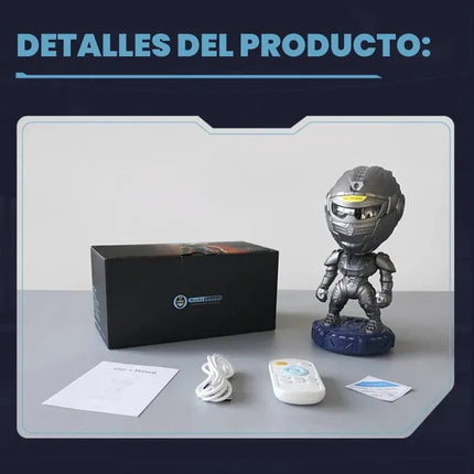 Mecha Warrior Proyector Galaxia Estrellas Lampara Multicolor Gris