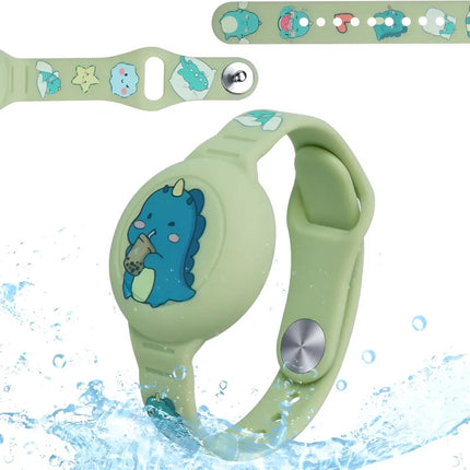 Pulsera Para Airtag Ajustable Para Niños Resistente Al Agua Verde