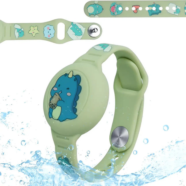 Pulsera Para Airtag Ajustable Para Niños Resistente Al Agua Verde