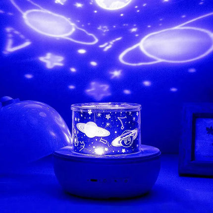 Proyector Velador Giratorio Niños Luz Led Multiples Figuras Blanco