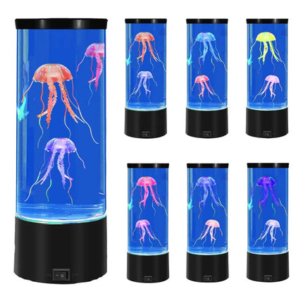 Lampara Acuario De Medusas Jellyfish Luz Led Multicolor Rgb