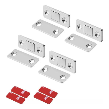 Imanes Resistentes Para Cajones O Puertas De Acero X4 Plateado Rectangular Brillante