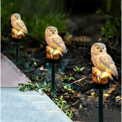 Buho Led Estaca Adorno De Jardin Recargable Panel Solar