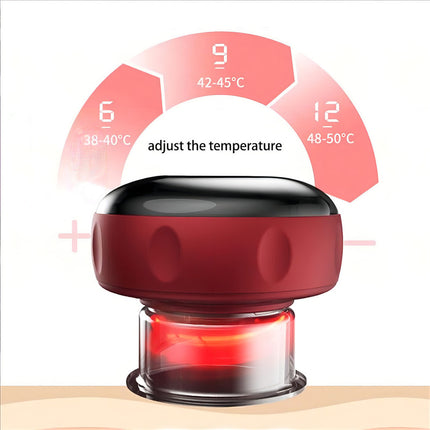 Masajeador Recargable Eléctrico Ventosa Calor Alivia Dolor Color Rojo