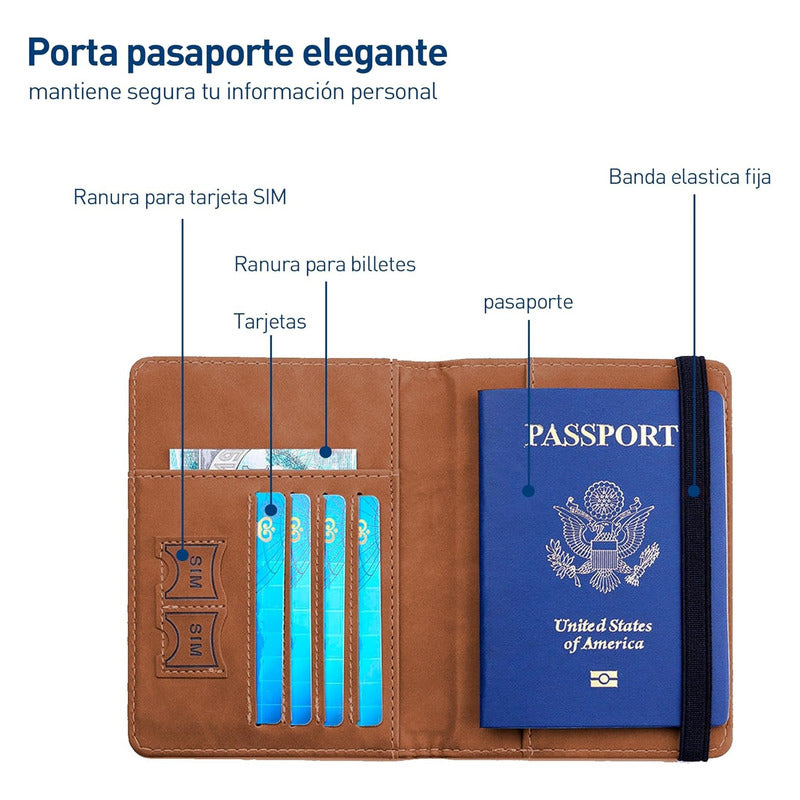 Funda Porta Pasaporte Organizador De Viaje Unisex