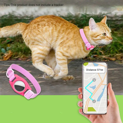 Collar Para Gatos Elastizado Anti Ahorque Con Porta Airtag Negro Ajustable Único