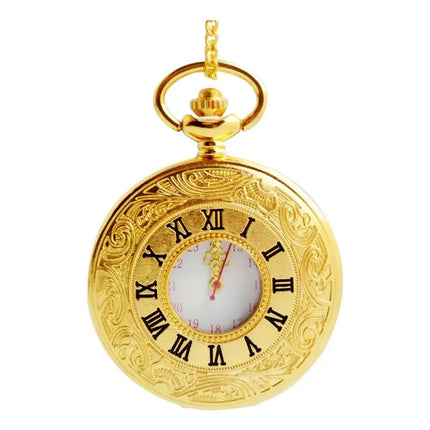 Reloj De Bolsillo De Metal Retro Vintage Clasico Con Cadena Dorado