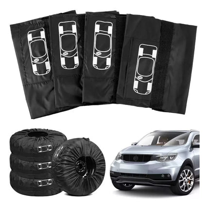 Set X4 Fundas Cubre Rueda Neumatico Auto Rodado 13 A 18 Negro