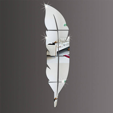 Vinilo Adhesivo Diseño De Pluma Espejo Decorativo 73x15 Cm Espejo