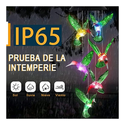 Llamador De Angeles Colgante Colibri Picaflor Carga Solar Multicolor