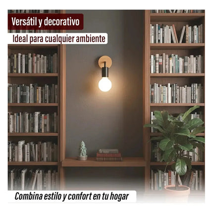 Pack X 2 Aplique Pared Nordico Metal Madera Vintage Estructura Negro