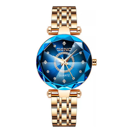 Reloj Pulsera Acero Seno Ocean Star De Cuarzo Lujo Dama Rosa Oro Azul